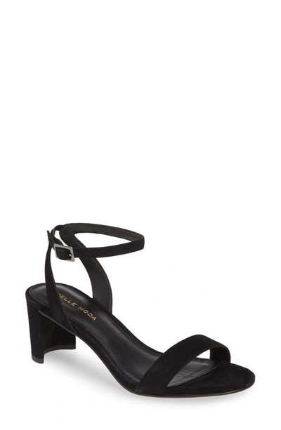 Pelle Moda Moira 2 Low Heel Sandal In Black Suede In Black