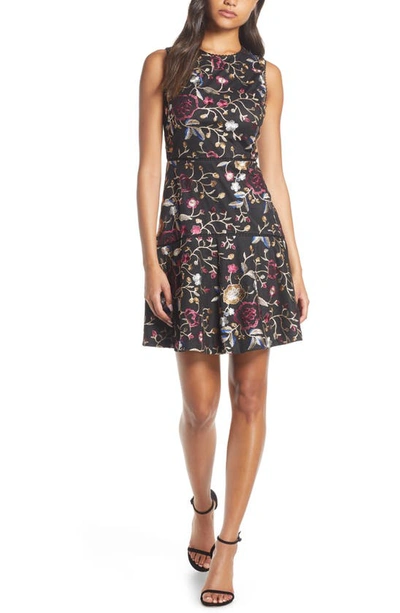 Vince camuto embroidered fit and sale flare dress