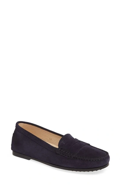 Shop Tod's New City Gommino Moccasin In Navy Suede