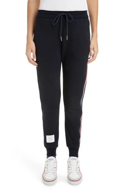 Shop Thom Browne Side Stripe Joggers In Navy