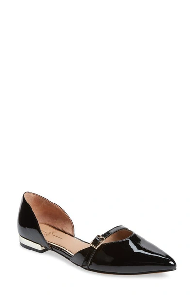 Shop Linea Paolo Demi D'orsay Flat In Black Patent Leather