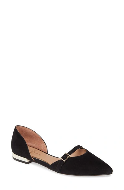 Shop Linea Paolo Demi D'orsay Flat In Black Suede