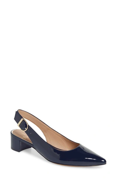 Shop Linea Paolo Cella Slingback Pump In Marine Blue Patent Leather