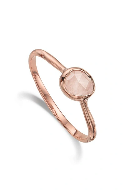 Shop Monica Vinader Siren Small Stacking Ring In Rose Quartz/ Rose Gold