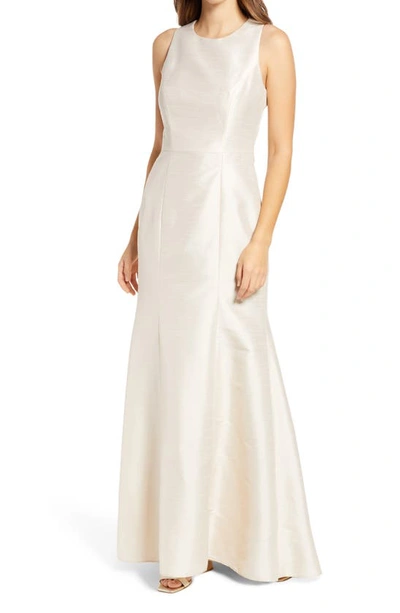 Shop Alfred Sung Dupioni Trumpet Gown In Champagne