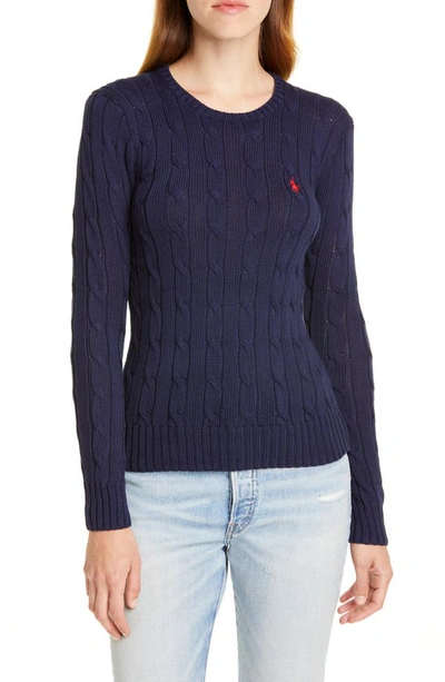 Shop Polo Ralph Lauren Cable Knit Cashmere Sweater In Hunter Nvy