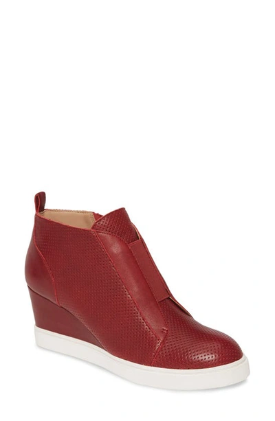 Shop Linea Paolo Felicia Wedge Sneaker In Burgundy Leather