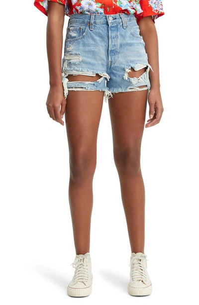 Shop Levi's 501® High Waist Ripped Cutoff Denim Shorts In Fault Line