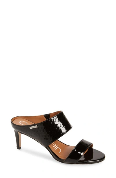 Shop Calvin Klein 'cecily' Sandal In Black Patent Leather