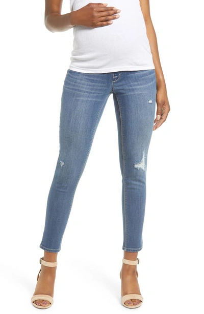 Shop 1822 Denim Distressed Ankle Maternity Skinny Jeans In Christina