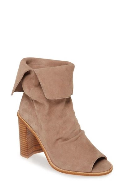 42 Gold Ramada Peep Toe Bootie In Silver Taupe Suede