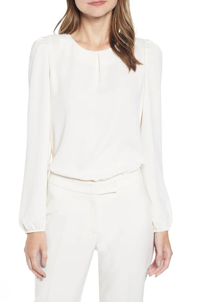 Shop Anne Klein Puff Shoulder Long Sleeve Blouse In Anne White