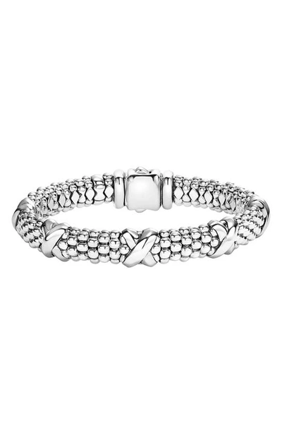 Shop Lagos Signature Caviar Oval Rope Bracelet In Sterling Silver