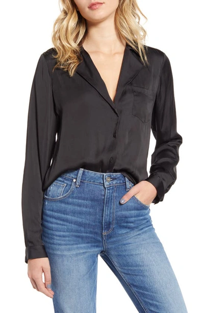 Shop Paige Caprice Satin Shirt In Black