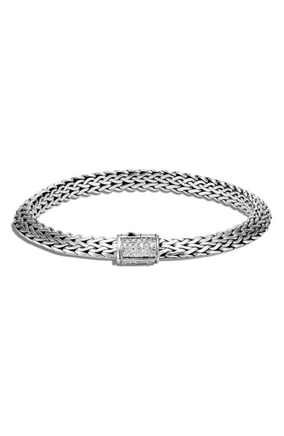 Shop John Hardy Tiga Chain Diamond Clasp 6.4mm Bracelet In Silver/ Diamond