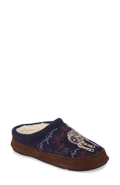 Shop Acorn 'forest' Wool Mule Slipper In Navy Moose Wool