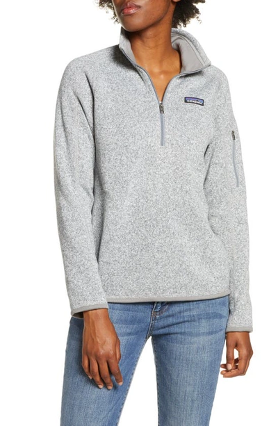 Shop Patagonia Better Sweater Quarter Zip Performance Jacket In Birch White