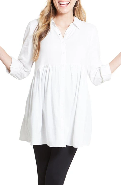 Shop Ingrid & Isabelr Peplum Button Front Maternity Top In White