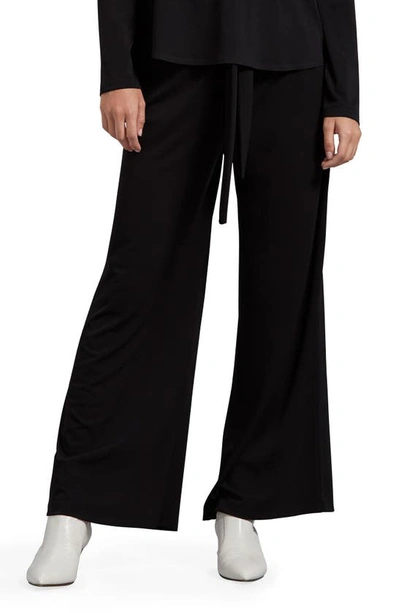 Shop Michael Stars Gloria Cambria Wide Leg Stretch Crepe Pants In Black
