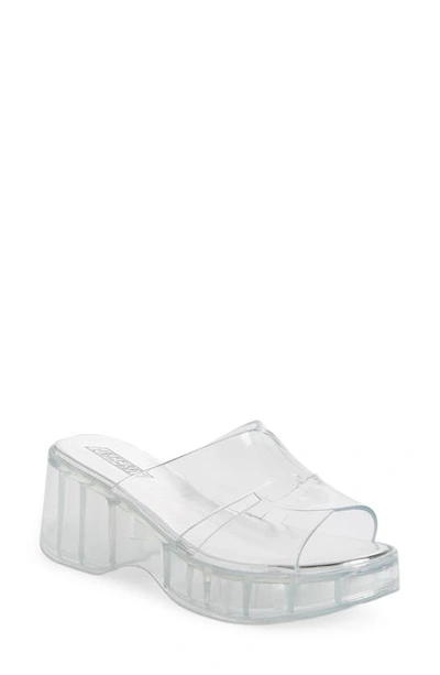 Shop Jeffrey Campbell Jelli Platform Slide Sandal In Clear Faux Leather