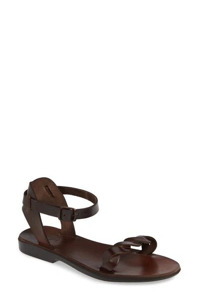 Shop Jerusalem Sandals Arden Ankle Strap Sandal In Brown Leather