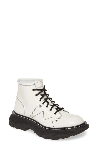 Shop Alexander Mcqueen Lace-up Lug Sole Hiker Boot In White