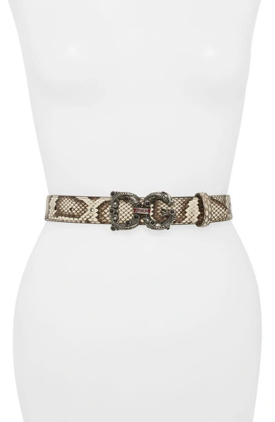 Shop Dolce & Gabbana Amore Logo Buckle Genuine Python Belt In Natural