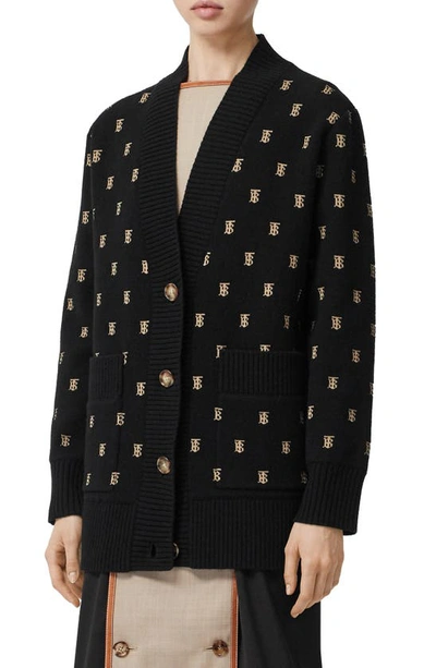 Shop Burberry Palena Tb Jacquard Cardigan In Black