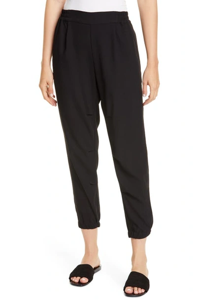 Joie Hedia Crepe Tapered Pants In Caviar