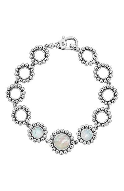 Shop Lagos Maya Circle Link Bracelet In Silver/ Pearl
