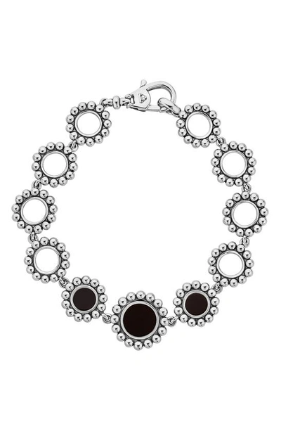 Shop Lagos Maya Circle Link Bracelet In Silver/ Onyx