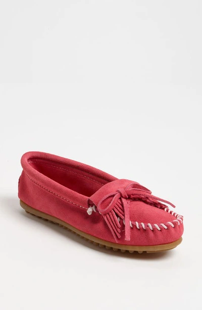 Shop Minnetonka 'kilty' Suede Moccasin In Pink