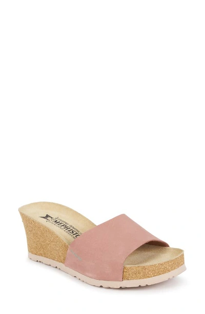 Shop Mephisto Lise Platform Wedge Sandal In Old Pink Nubuck