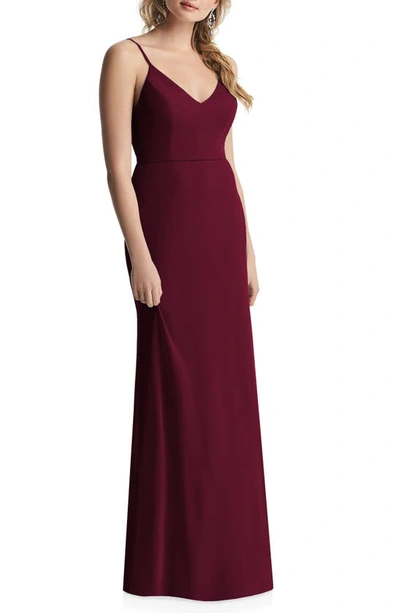 Shop After Six Cowl Back Chiffon Trumpet Gown In Cabernet