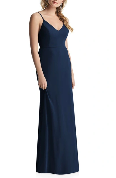 Shop After Six Cowl Back Chiffon Trumpet Gown In Midnight