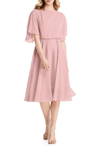 Shop Jenny Packham Flutter Sleeve Open Back Chiffon Cocktail Dress In Rose