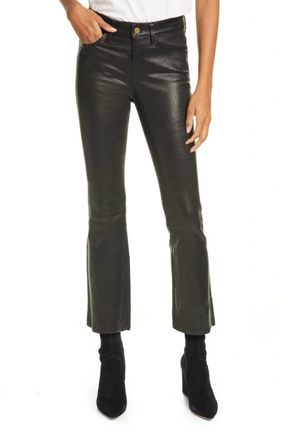 Shop Frame Le Crop Mini Boot Leather Pants In Washed Black