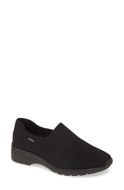 Shop Ara Prue Gore-tex® Waterproof Slip-on Sneaker In Black Fabric