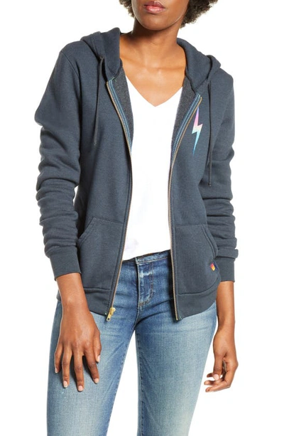 Shop Aviator Nation Bolt Zip Hoodie In Rainbow Pink