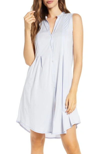 Shop Hanro Jersey Short Nightgown In Blue Glow