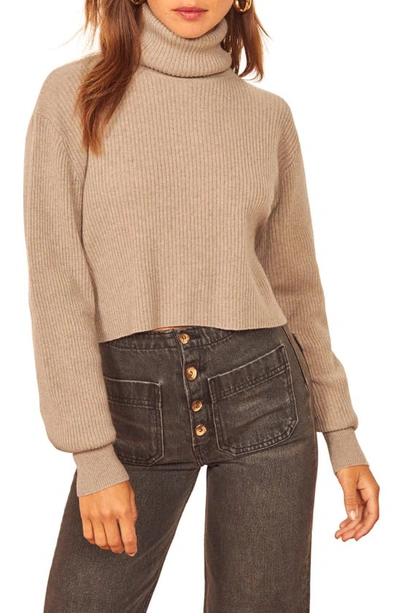 Shop Reformation Luisa Crop Cashmere Blend Sweater In Oatmeal