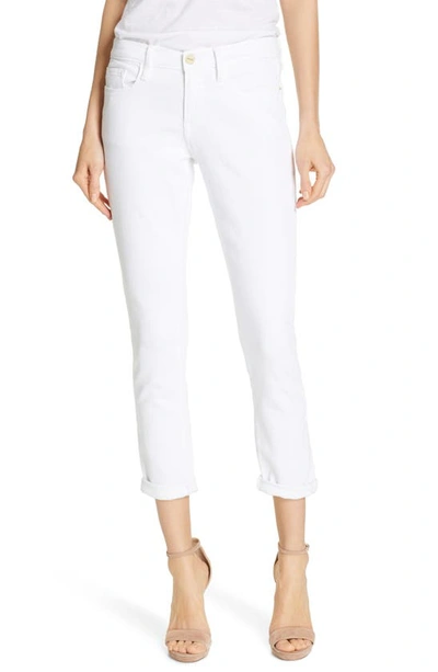 Frame The Lax Wide Leg Jean In White Raw Fray In Blanc
