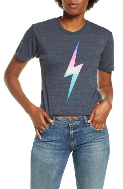 Shop Aviator Nation Bolt Crop Tee In Rainbow Pink