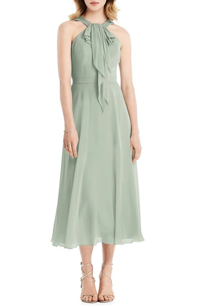 Shop Jenny Packham Halter Neck Chiffon Midi Dress In Willow