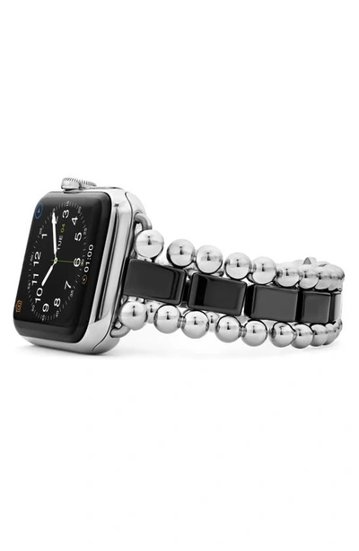 Shop Lagos Smart Caviar Black Ceramic & Stainless Steel Apple Watch® Watchband In Silver/ Black Ceramic