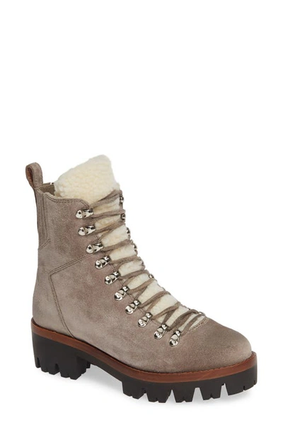 Shop Jeffrey Campbell Culvert Boot In Taupe Suede Ivory