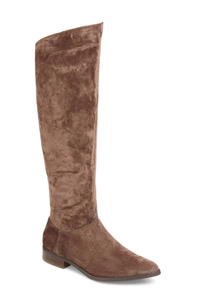 Shop Band Of Gypsies Luna Knee High Boot In Taupe Sueded Velvet
