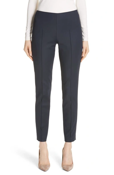 Shop Akris Melissa Slim Techno Cotton Blend Pants In Navy