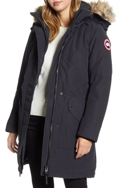 Shop Canada Goose Ellesmere Arctic Tech 625 Fill Power Down Parka With Genuine Coyote Fur Trim In Navy