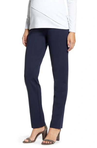Shop Angel Maternity Straight Leg Maternity Trousers In Navy